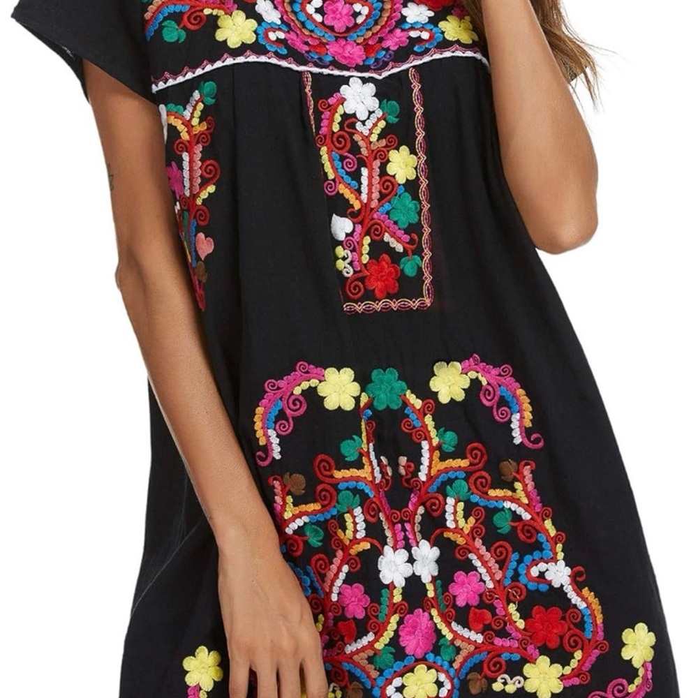 Embroidered Black Women's Dress